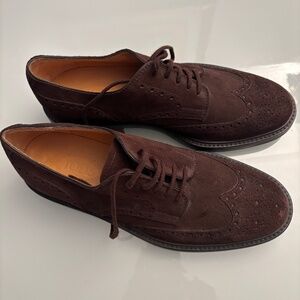 Tod's Men's Suede lace-up Dress Shoes, Size 11.5, Color - Dark Brown